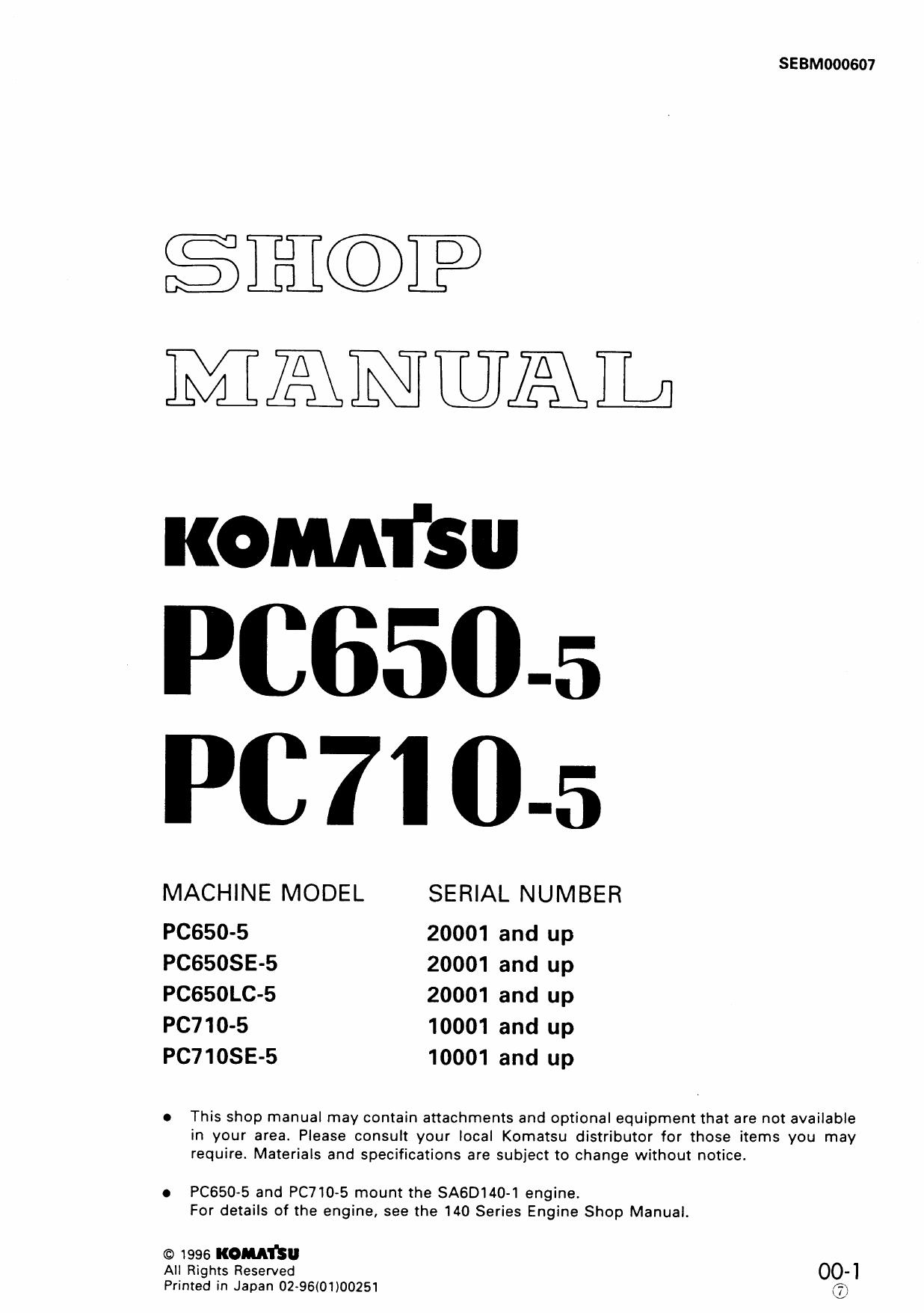 PC650-5 PC650SE-5 PC650LC-5 PC710-5 PC710SE-5 Shop Manual